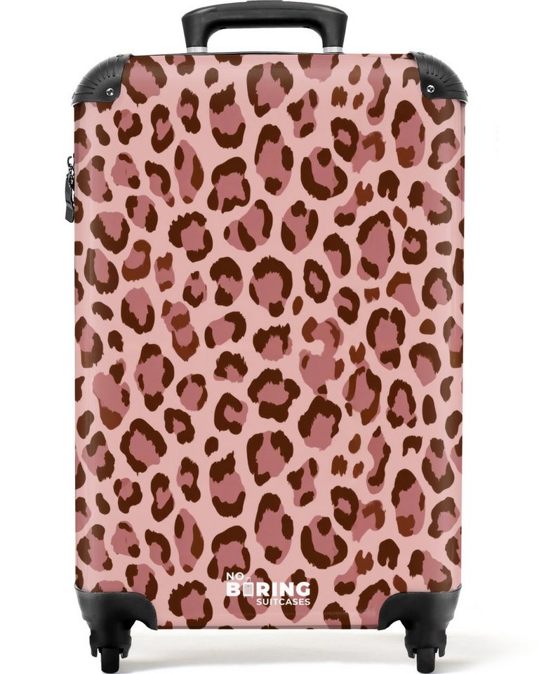 NoBoringSuitcases.com© Hartschalen-Trolley Leopard - Muster - Rosa 55x35x20cm, Handgepäck Koffer & Trolleys, Luggage, Reisekoffer Frauen