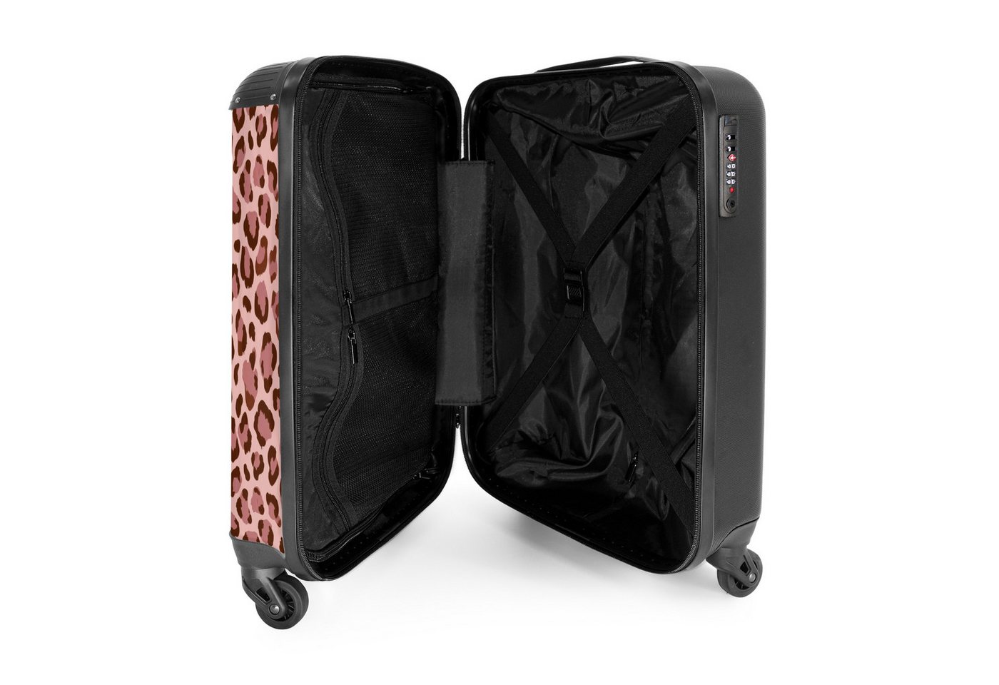 NoBoringSuitcases.com© Hartschalen-Trolley Leopard - Muster - Rosa 55x35x20cm, Handgepäck Koffer & Trolleys, Luggage, Reisekoffer Frauen Bild 3