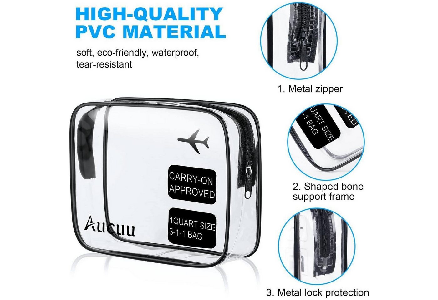 LuxusKollektion Kosmetiktasche Kulturtasche Transparent 2 Stück PVC Reise Make-up Taschen TSA Bild 5