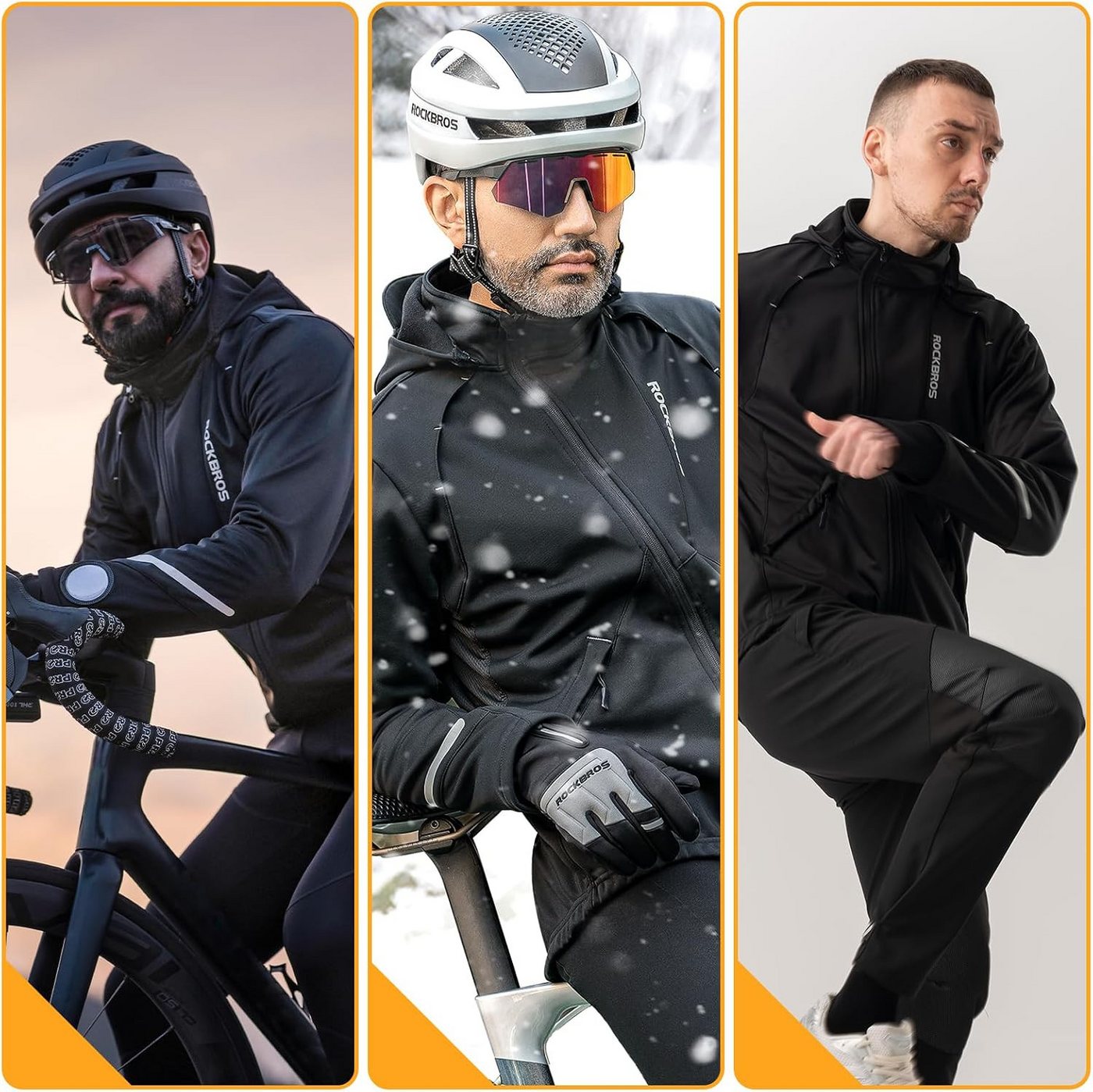 ROCKBROS Fahrradjacke Herren Thermo-Softshell Winterjacke winddicht wasserdicht Bild 5