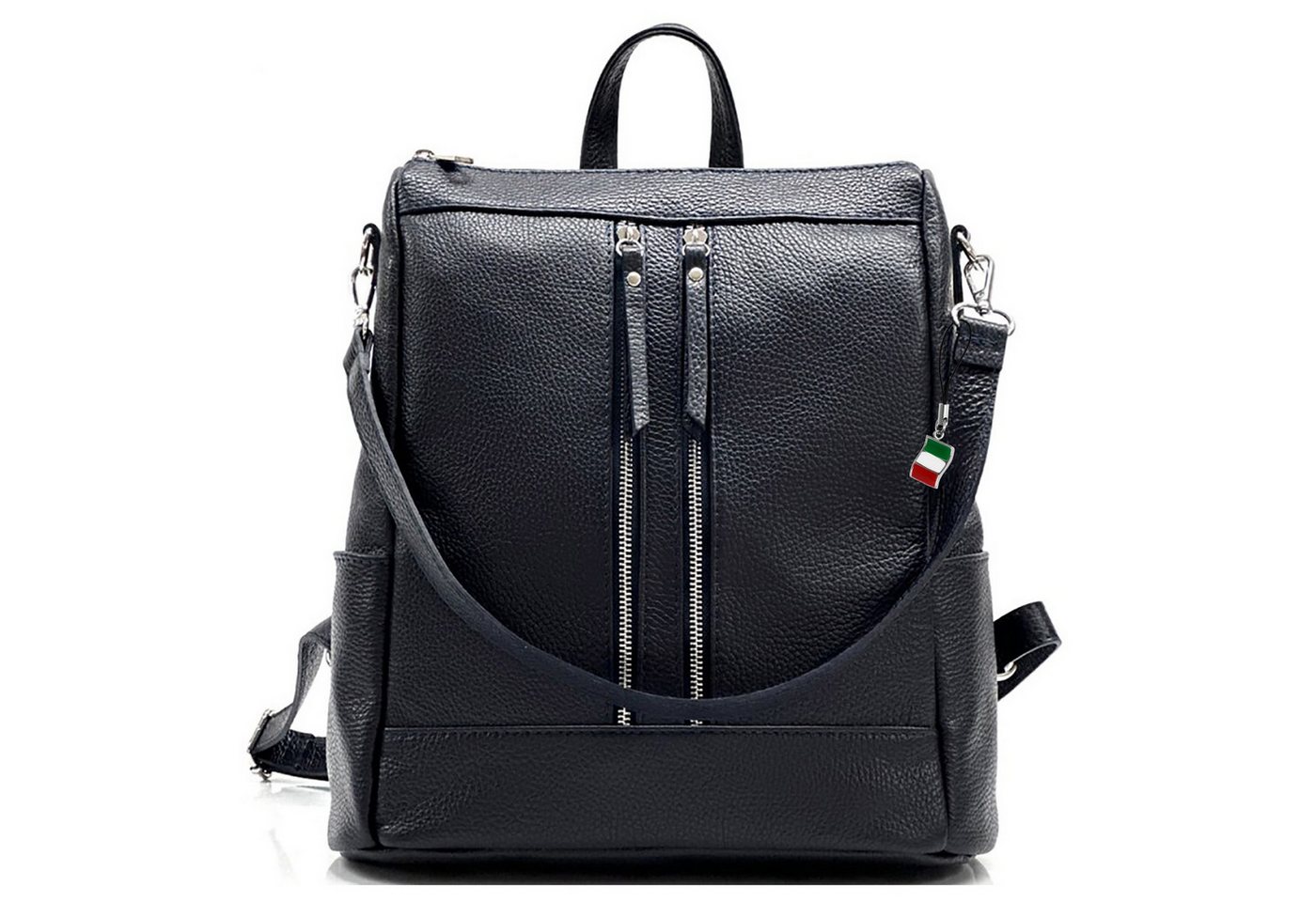 FLORENCE Cityrucksack Florence Rucksack Damen Echtleder (Cityrucksack), Damen Leder Cityrucksack, schwarz ca. 30cm