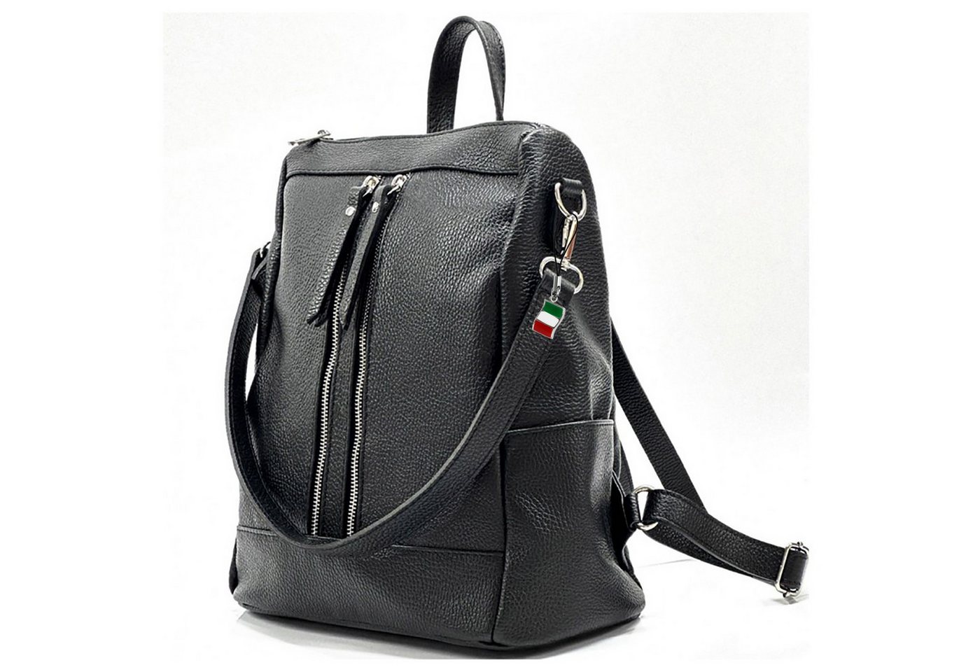 FLORENCE Cityrucksack Florence Rucksack Damen Echtleder (Cityrucksack), Damen Leder Cityrucksack, schwarz ca. 30cm Bild 4