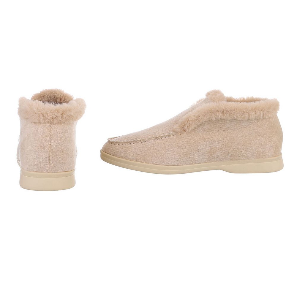 Ital-Design Gemütlicher Damenschuh mit weicher Innenauskleidung Snowboots (90793379) Blockabsatz Mokassins in Beige Bild 5
