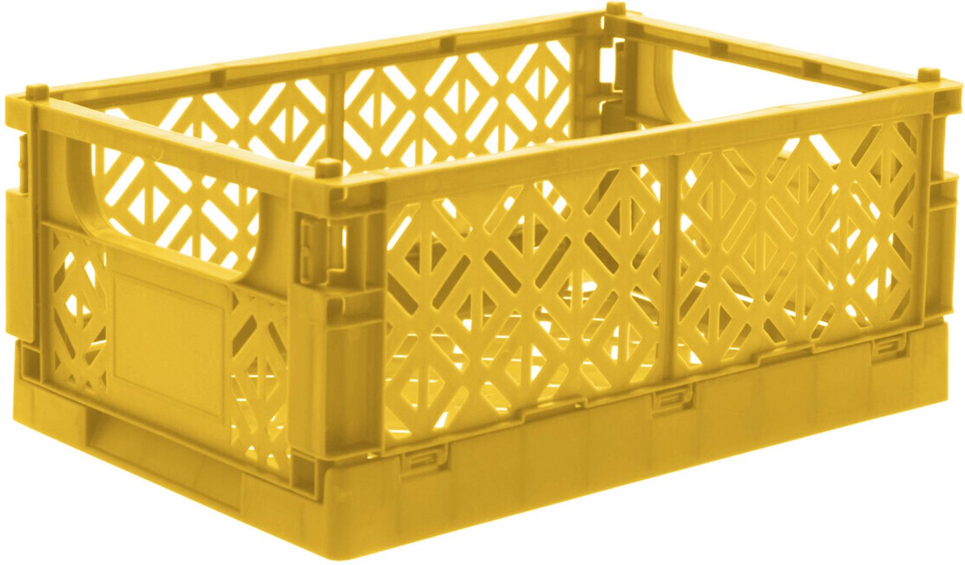 Koopman Klappbox Transportbox Kleinteilebox Faltbox 25x16x10cm 2 er Set, Gelb, Faltbar, Kunststoff, Tragegriffe, Stabil Bild 4