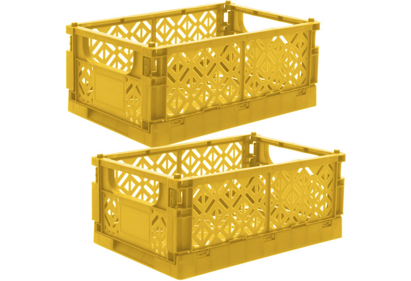 Koopman Klappbox Transportbox Kleinteilebox Faltbox 25x16x10cm 2 er Set, Gelb, Faltbar, Kunststoff, Tragegriffe, Stabil Bild 5