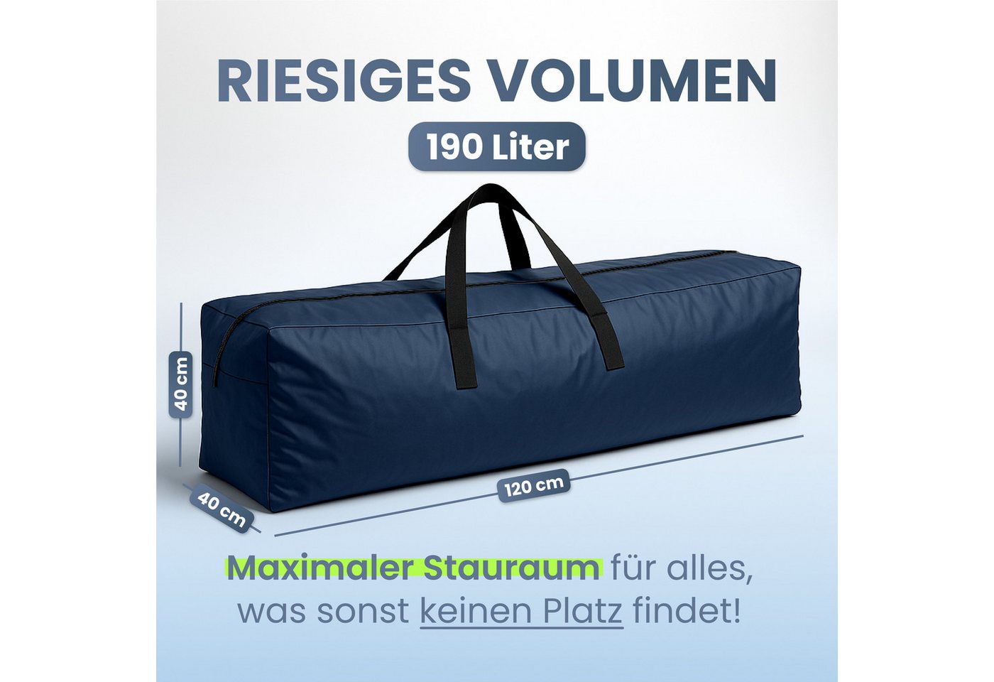Amari Aufbewahrungstasche Weihnachtsbaumtasche XXL 120×40×40 cm, für künstliche Bäume bis 220 cm (Christbaumtasche), Tannenbaum & Weihnachtsdeko Aufbewahrung, reißfest mit Tragegriffen Bild 5