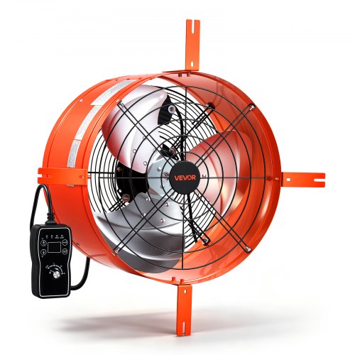VEVOR Giebellüfter 40,6cm Dachbodenlüfter mit 4995,1m³/h Luftstrom Orange, Kühlung & Luftzirkulation für Dachboden Werkstatt & Lager, Kohlenstoffstahlgehäuse, mit Thermostat Netzkabel & Steuerkabel