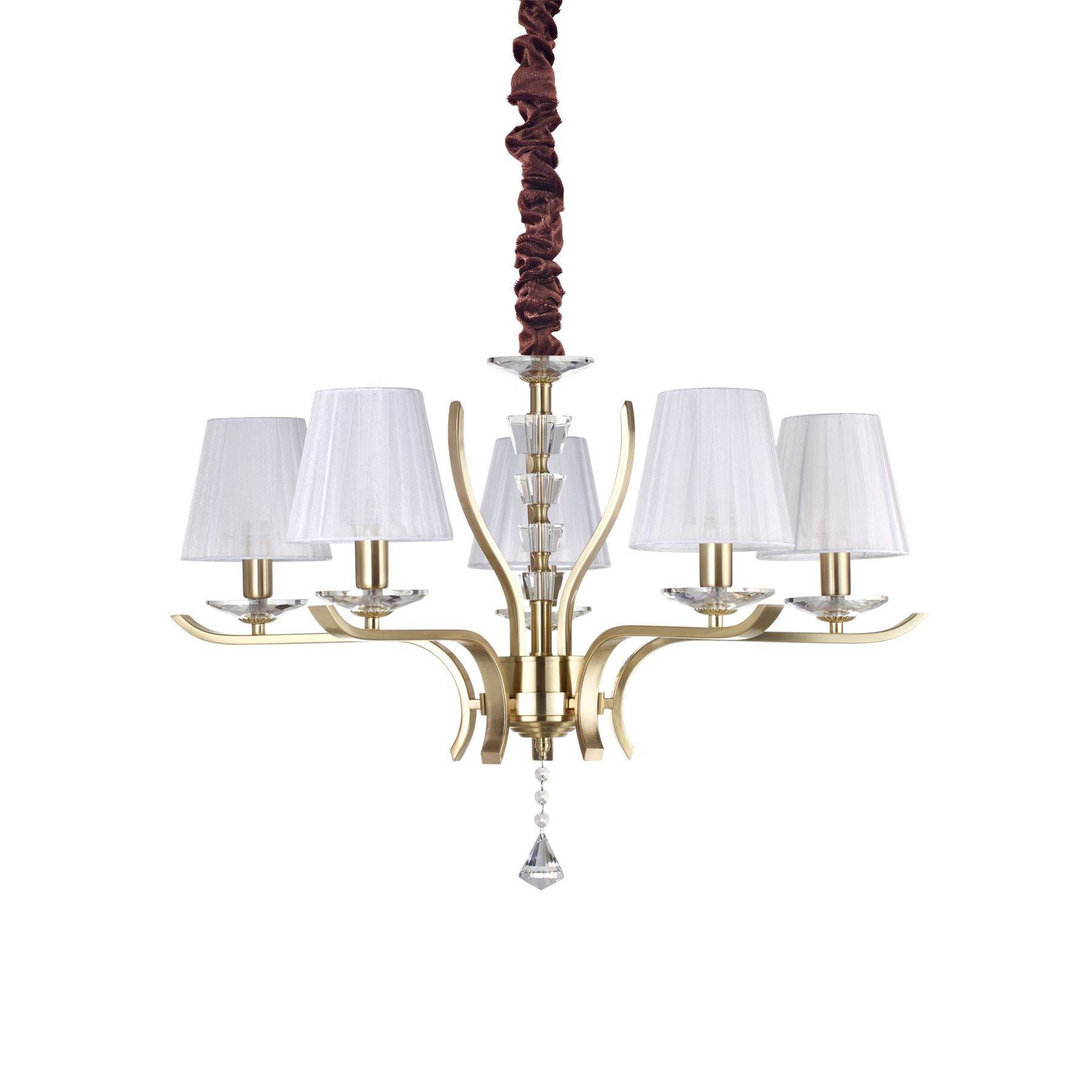Ideal Lux Pegaso - 5 Licht Multi Arm Pendelleuchte Satin Messing