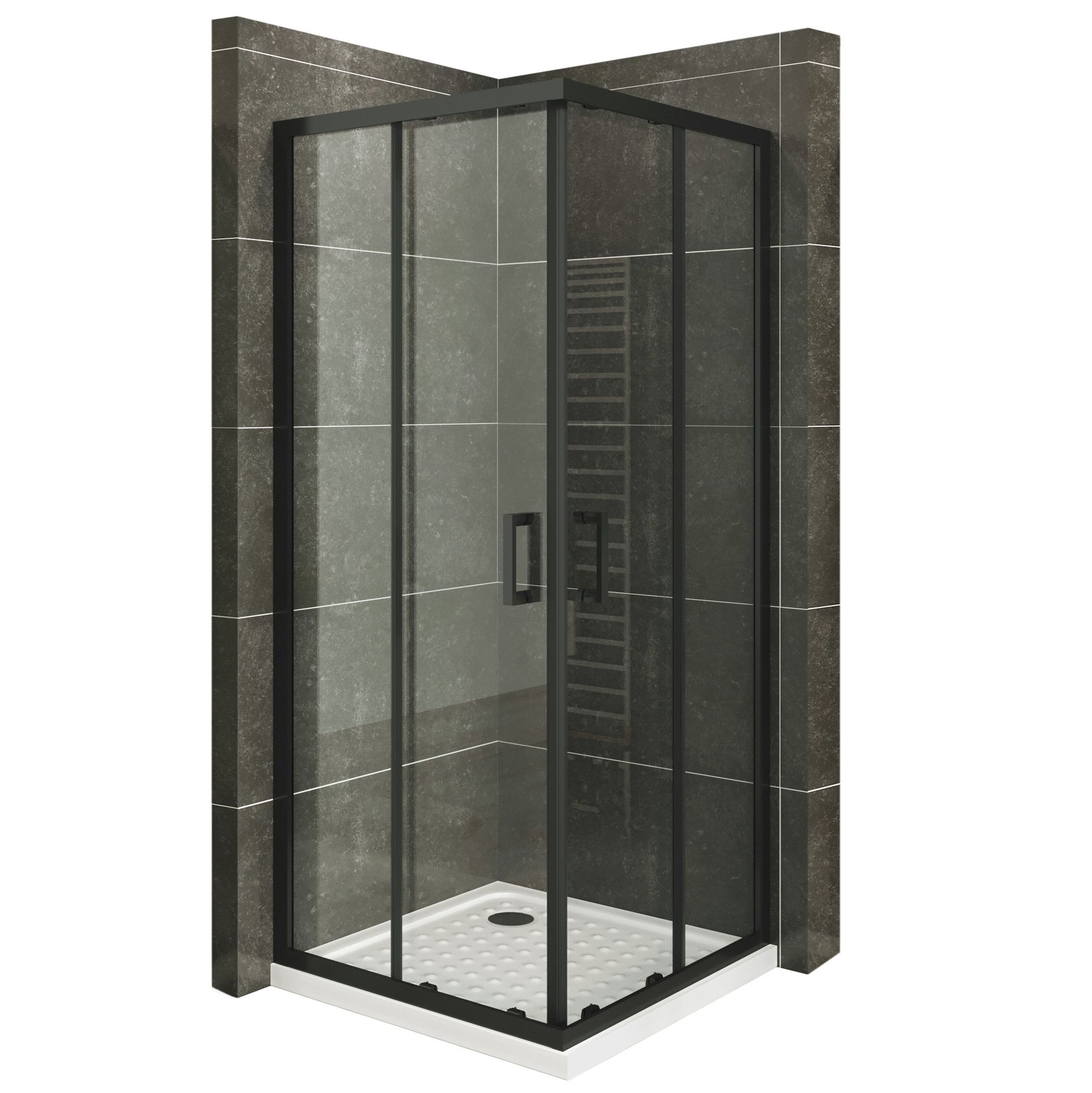 Duschkabine Mit Schiebetüren Eckdusche Mit Rollensystem Aus Esg Glas 190cm Hoch Mit Schwarze Profile Dk79 85x100