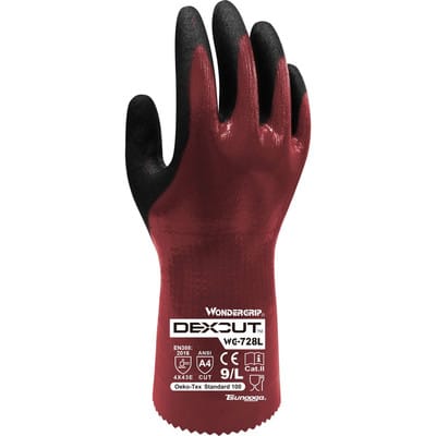 Sicherheitshandschuhe Schnittschutz | DEXCUT | weinrot | WG-728L | Größe 7