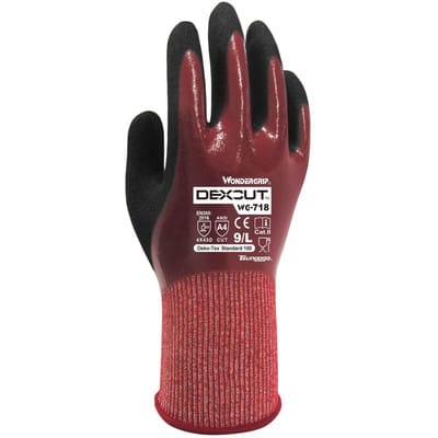 Sicherheitshandschuhe Schnittschutz | DEXCUT | weinrot | WG-718 | Größe 9