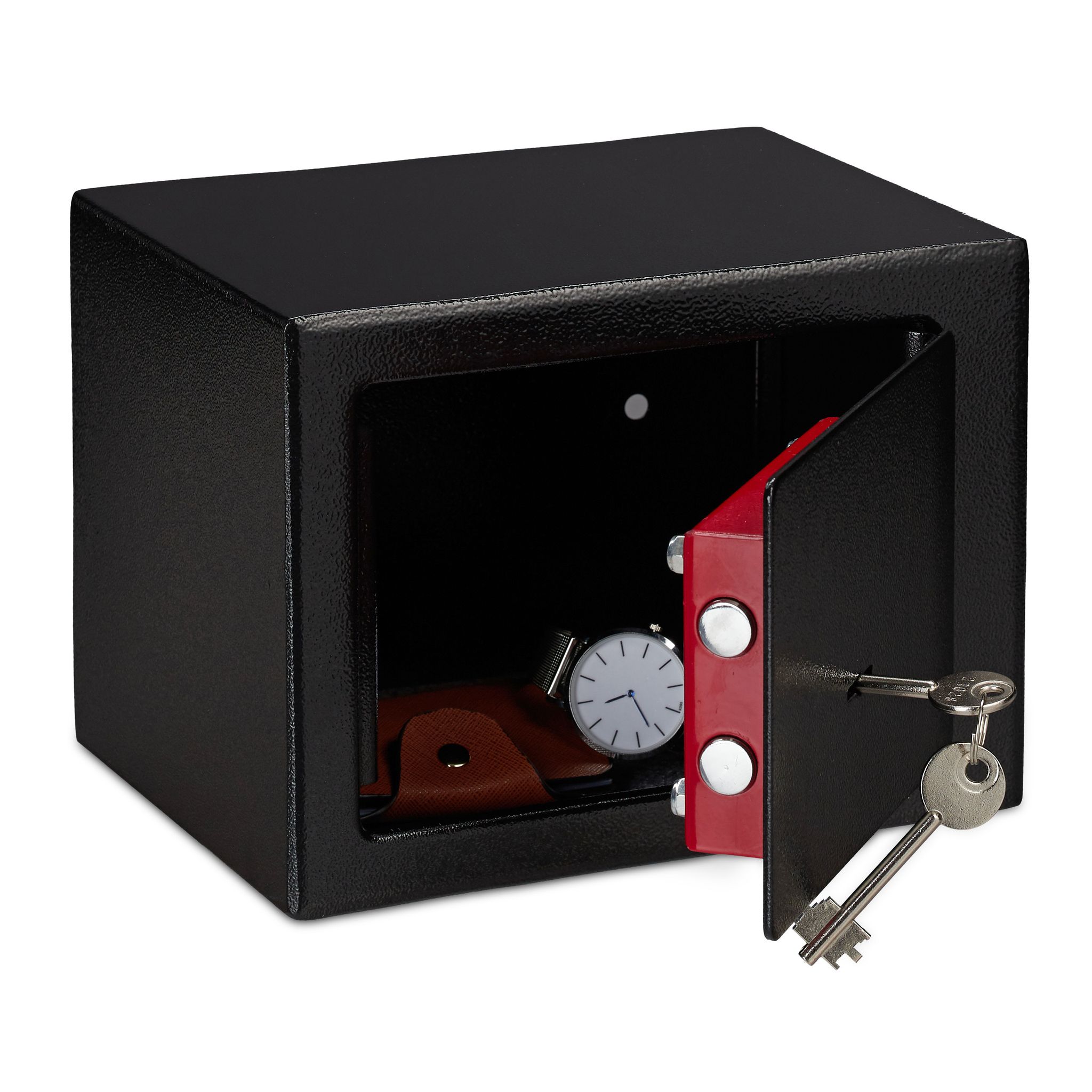 10 X Möbeltresor Mit Schlüssel, Doppelbartschloss, Befestigung Wand Oder Boden, Minisafe, Hxbxt: 17 X 23 X 17, Schwarz