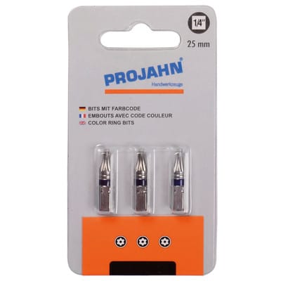 1/4" markierter Bit L25mm TX mit Bohrung T40 3er Pack