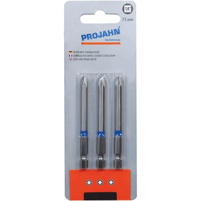 1/4" markierter Bit L75mm Pozidriv Nr 1 3er Pack