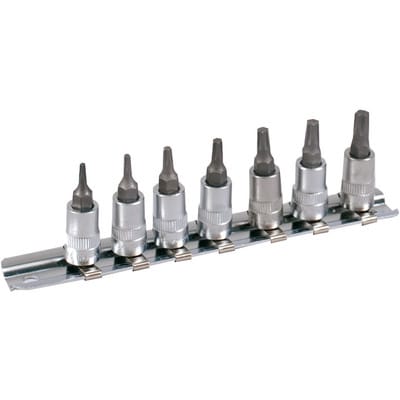 1/4" Stecknuss Satz auf Schiene 7-teilig Bitnüsse für TORX