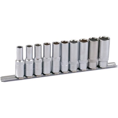 1/2" Stecknuss-Satz auf Schiene 10-teilig tiefe Nuesse