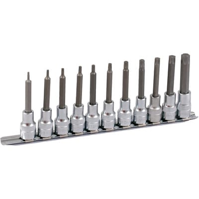 1/2" Bit Stecknuss Satz auf Schiene 11-teilig T10-T60, 100mm