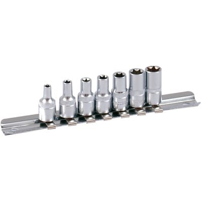 1/4" Stecknuss Satz auf Schiene 7-teilig Bitnüsse für Außen-TORX