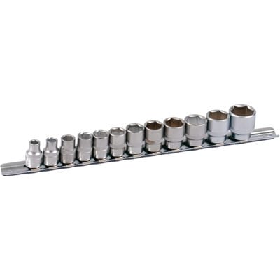 3/8" Stecknuss Satz auf Schiene 12-teilig