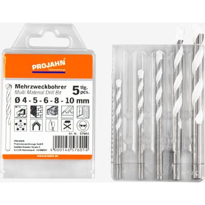 Mehrzweckbohrer Satz 5-teilig 4, 5, 6, 8, 10mm