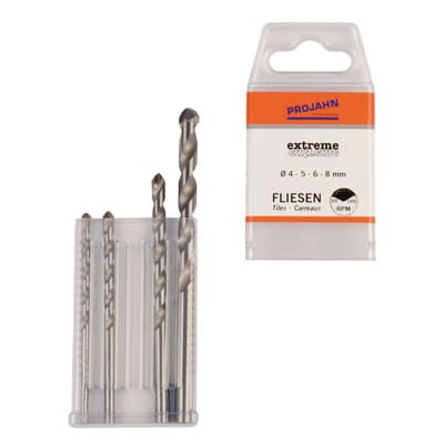 Extreme Fliesenbohrerset 4-teilig, Durchmesser 4, 5, 6, 8mm