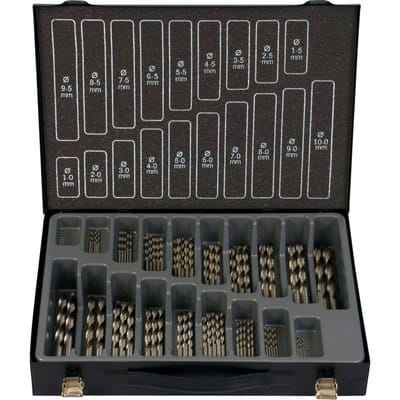 Bohrer-Magazin HSS-G ECO 70tlg bestehend aus: je 5 Stück: 1,0 - 5,0 mm je 3 Stück: 5,5 - 7,5 mm je 2 Stück 8,0 - 10,0 mm