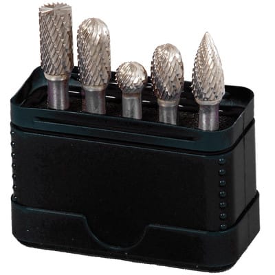 Frässtifte HM, 5-teilig in Kunststoffpack Form B, C, D, E, G Kopf 9.6mm