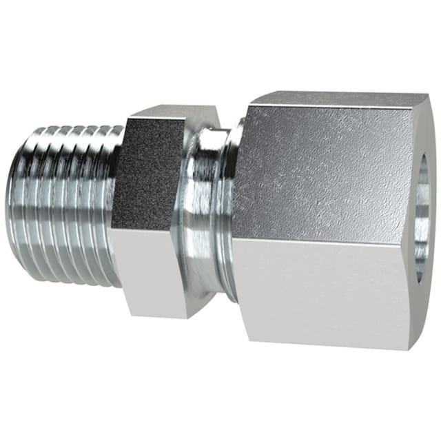 Gerade Einschraubverschraubung, R 3/8" A, Rohr-Ø 14, Stahl verzinkt