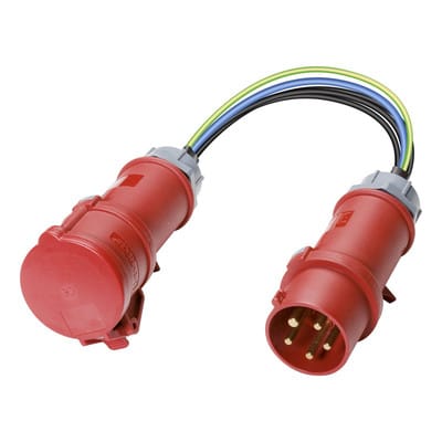 Passiv-Messadapter 32 A CEE-CEE. Verbraucher 3-phasig. 16 A CEE-Kupplung an 16 A CEE-Stecker.