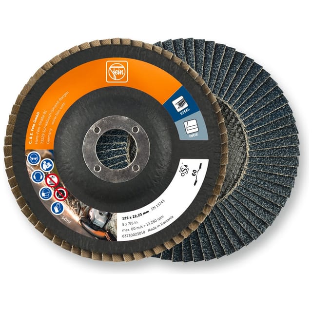 Fächerschleifscheibe Zirkon für Stahl und Edelstahl ø125mm K60