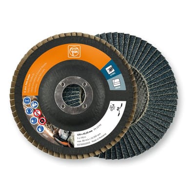 Fächerschleifscheibe Zirkon für Stahl und Edelstahl ø125mm K40