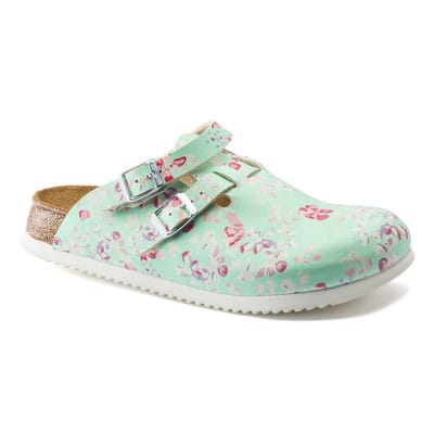 Clog Kay Superlauf, Birko-Flor, Flower Field Mint, schmal, Größe 36