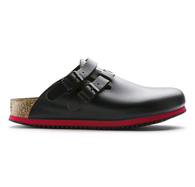 Clog Kay Superlauf, WB, Naturleder, schwarz/rot, schmal, Größe 38