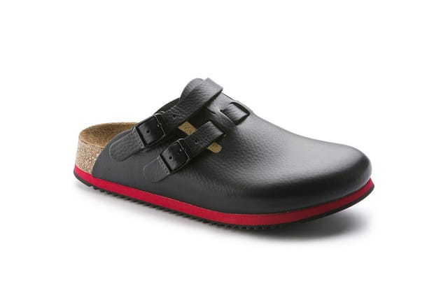 Clog Kay Superlauf, WB, Naturleder, schwarz/rot, schmal, Größe 37