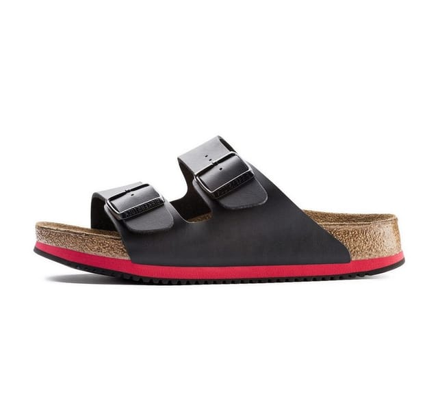 Sandale Arizona Superlauf, Birko-Flor, schwarz/rot, normal, Größe 42