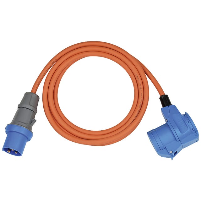 Camping-/Maritim CEE Verlängerungskabel IP44 3m orange H07RN-F 3G2,5 CEE-Stecker, Winkelkupplung 230V/16A