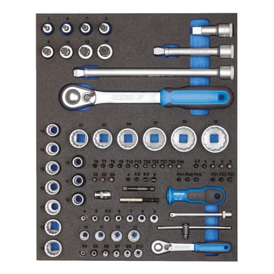 TS CT2-D19-D20 Steckschlüssel-Sortiment 1/4"+1/2" in 2/4 Check-Tool-Modul