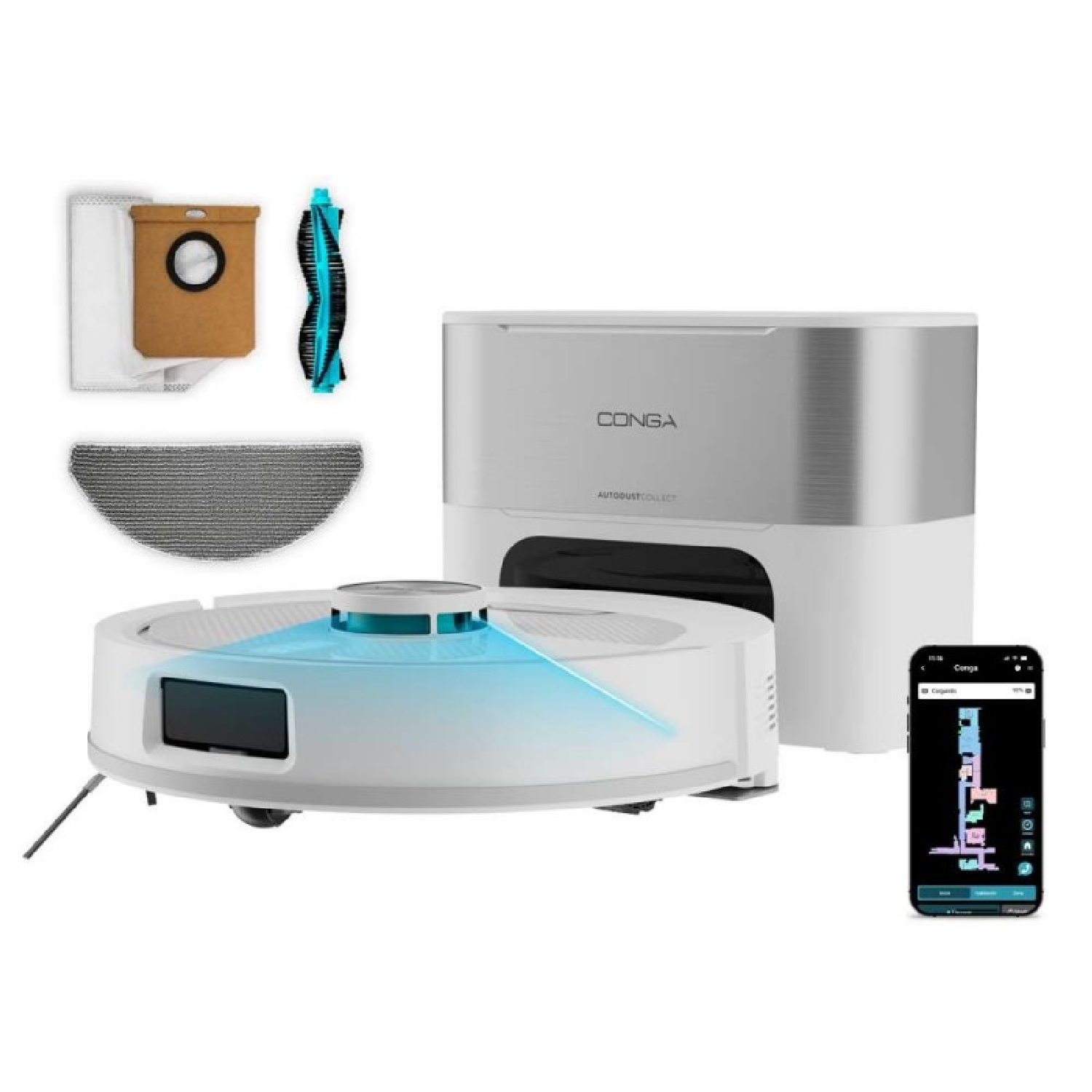 Cecotec Saug- Und Wischroboter Mit Selbstentleerungs-basisstation Conga Y60 Pearl. Lasernavigation, 13000pa, Akkulaufzeit 200min