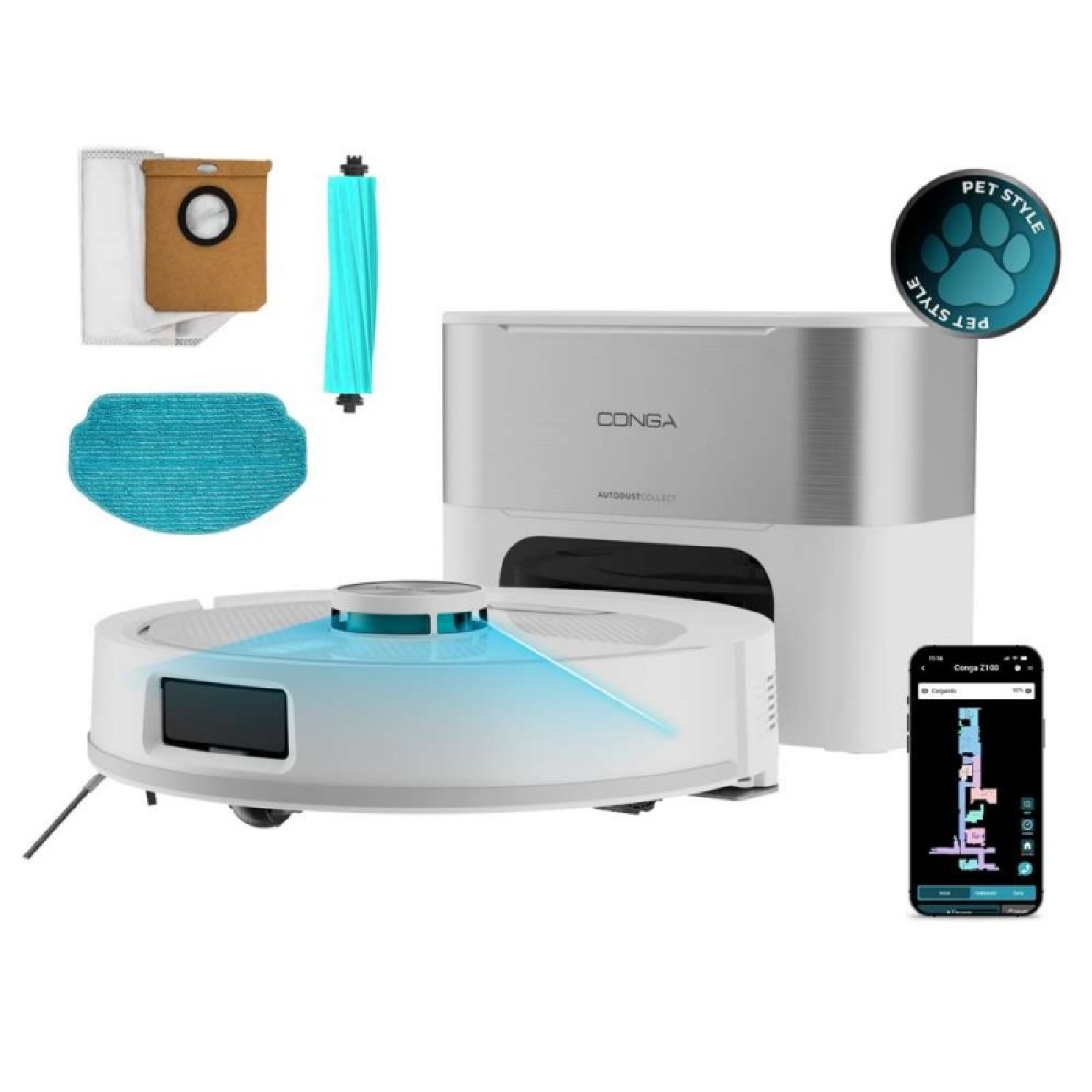 Cecotec Saugroboter – 3-liter-selbstentleerungsstation – Lasernavigation – 2500 Pa – Conga Y80 Pearl. 240 Minuten Laufzeit Im Eco-modus.