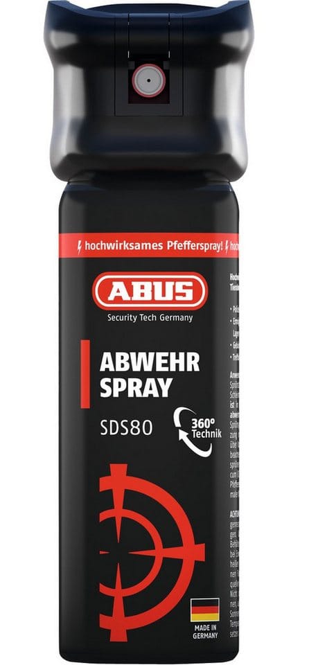 Abwehrspray SDS80 inkl. Trainingsspray, Reichweite 5 Meter, Sprühzeit 8 Sekunden