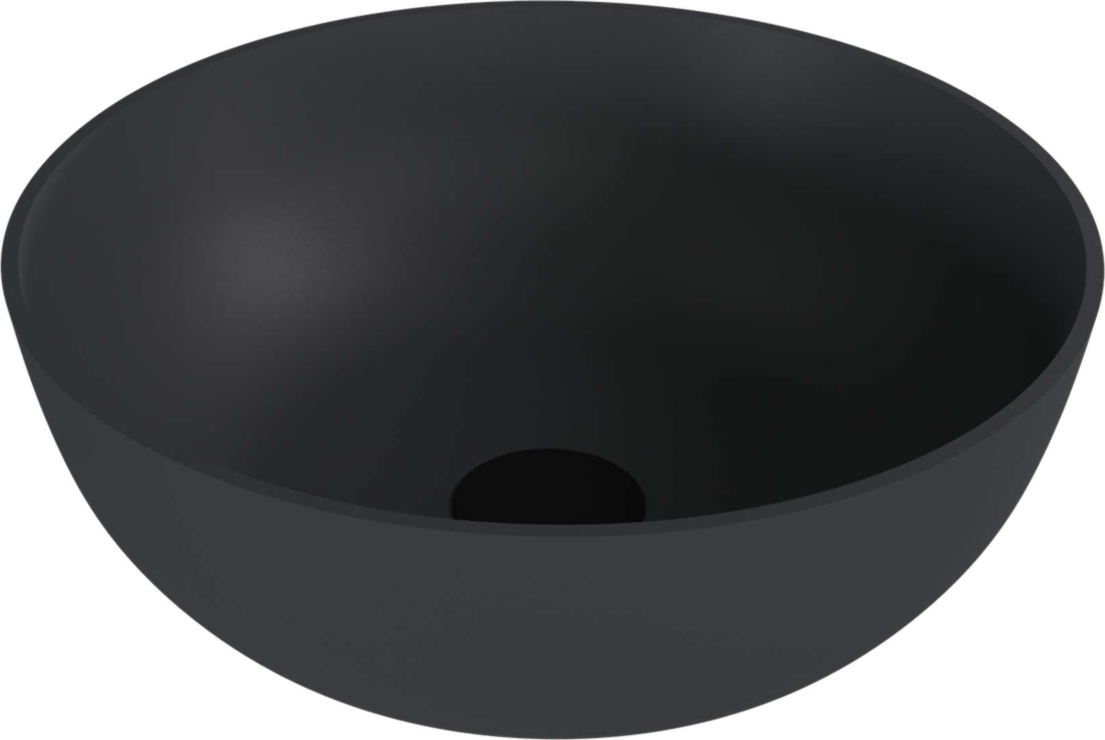 Polysan Banera - Aufsatzwaschtisch, Durchmesser 39 Cm, Ohne Überlauf, Ohne Hahnloch, Anthrazit Matt 14337.51