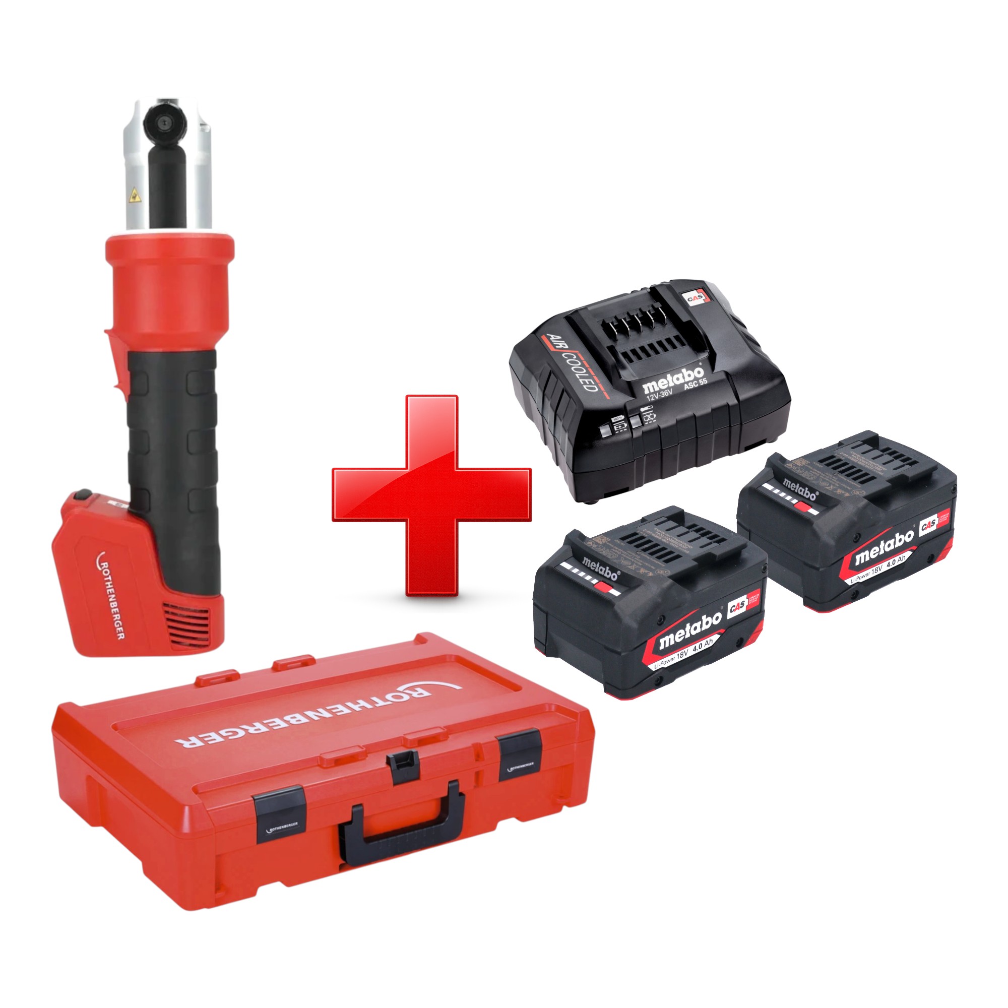 Rothenberger Romax Nano Akku Pressmaschine 18 V 34 Kn Cas + 2x Akku 4,0 Ah + Ladegerät + Rocase