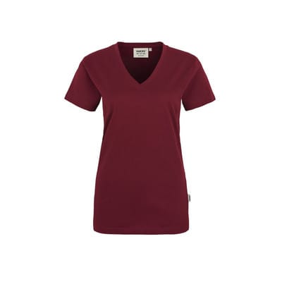 Damen V-Shirt Classic 126, weinrot, Größe L