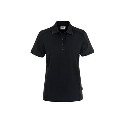 Damen Poloshirt Contrast Mikralinar® 239, schwarz/anthrazit, Größe XL