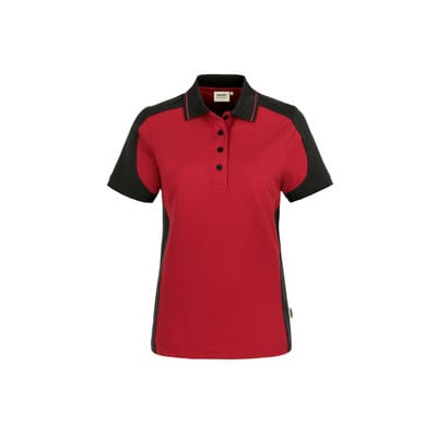 Damen Poloshirt Contrast Mikralinar® 239, rot/anthrazit, Größe 4XL