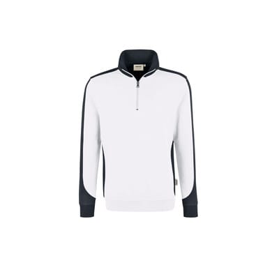Zip-Sweatshirt Contrast Mikralinar® 476, weiß/anthrazit, Größe S