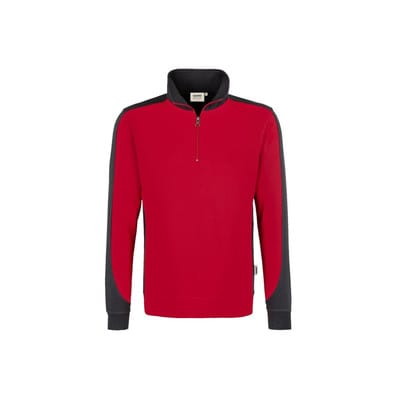 Zip-Sweatshirt Contrast Mikralinar® 476, rot/anthrazit, Größe 2XL