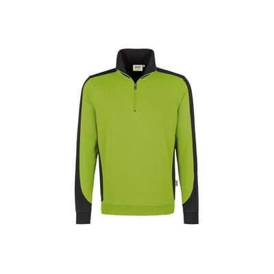 Zip-Sweatshirt Contrast Mikralinar® 476, kiwi/anthrazit, Größe M