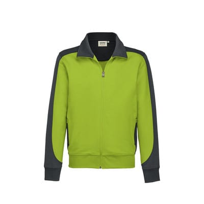 Sweatjacke Contrast Mikralinar® 477, kiwi/anthrazit, Größe XS