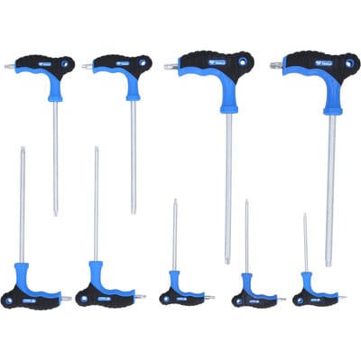 T-Griff-Torx® mit Stirnlochbohrung-Winkelstiftschlüssel-Satz, 9-teilig